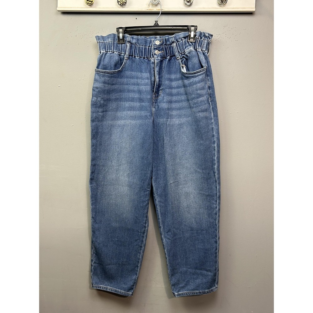 Wonderly Pants Womens 14 R Blue Paperbag Tapered‎ Denim Elastic Waist Pockets